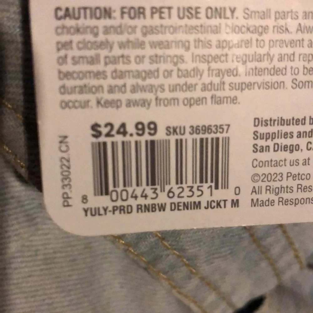 YOULY Rainbow Denim Dog Pride Jacket M